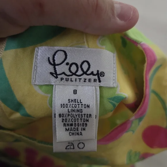 Lilly Pulitzer Yellow Pink Sleeveless Fruit Pattern Sundress Casual Girls 8